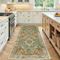 RELEANY Washable Area Rug, Runner 3'x8', Brick/Brown/Green | Non-Slip, Water by RELEANY