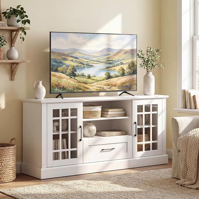 Giantex Farmhouse TV Stand for 65/70 Inch TV, Tall Entertainment Center by Giantex