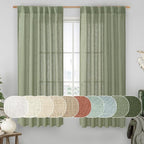 Sage Green Linen Curtains 63 Inch by LAMIT