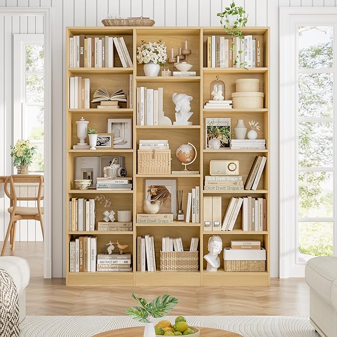 FACBOTALL Triple Wide Bookshelf, 6 Tier Large Bookshelf, Bookcase - Image 4