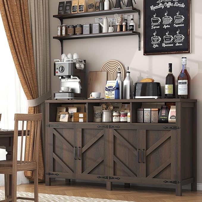 knoworld Buffet Sideboard with Storage Farmhouse with 4 Doors, Dining Room - Image 5