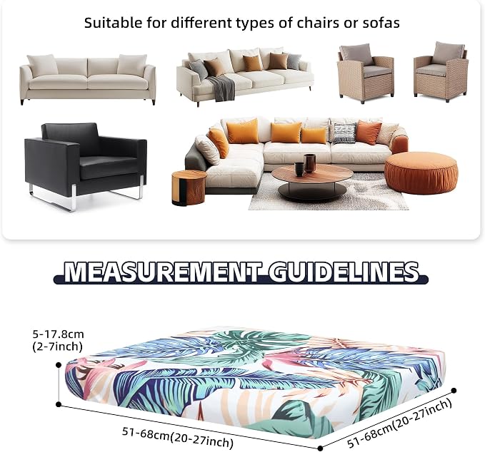8Pcs Patio Cushion Covers, Outdoor Stretch Cushion Covers, Washable | Stretch - Image 2