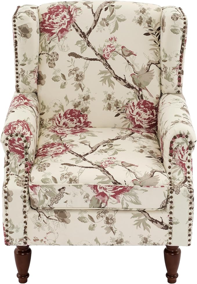 Pia Ricco High Back Floral Accent Chair - Image 6