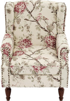 Pia Ricco Set of 2 Floral Accent Chairs, High Back Upholstered Armchairs - Image 6