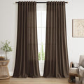 Extra Long Curtain Chocolate Morden Linen Blend Light Filtering Back Tab by Nanspring