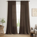 Chocolate Linen Curtains 90 Inch Long 2 Panels Set by Nanspring