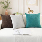 CaliTime Decorative Couch Throw Pillow Covers 18 X 18 Inches Coffee | Pack of 4 - Image 5