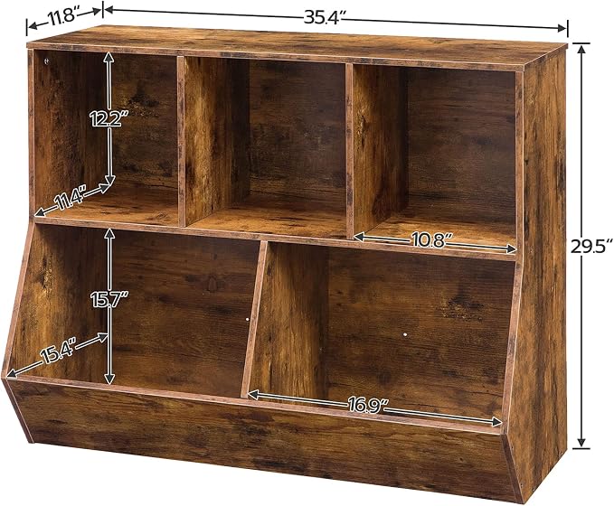 HOOBRO Kids Bookshelf, Bookcase Footboard, Toy Storage Cubby, 35.4" L - Image 3