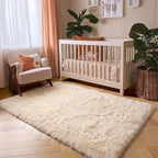 Amdrebio Beige Boho Fluffy Area Rug 5x8 - Image 8