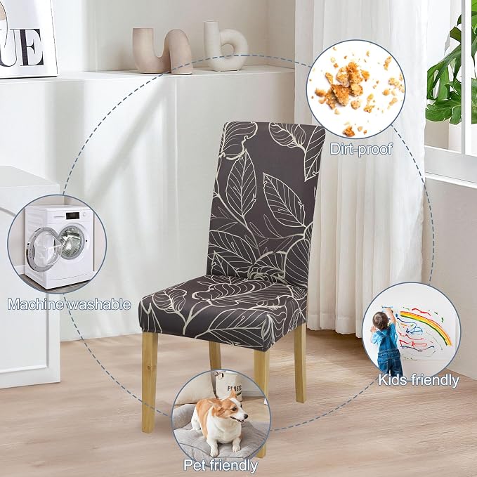 BIETYONE Stretch Dining Chair Covers Set of 4, Soft Removable Washable Kitchen - Image 6