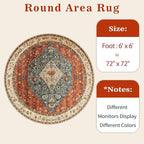 SERISSA 6ft Washable Non Slip Round Boho Area Rug - Image 6