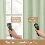 45 Inch 100% Blackout Linen Bedroom Curtains 2 Panels, Light Green | Thermal - Image 4