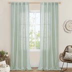 Light Sage Linen Sheer Curtains 84 inch Length 2 Panels, 34 x 84 Inch | Light by LAMIT