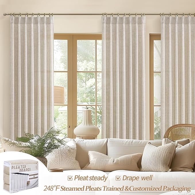 Custom Natural Linen Pinch Pleated Room Divider Curtains 78 Inches Long 2 - Image 5