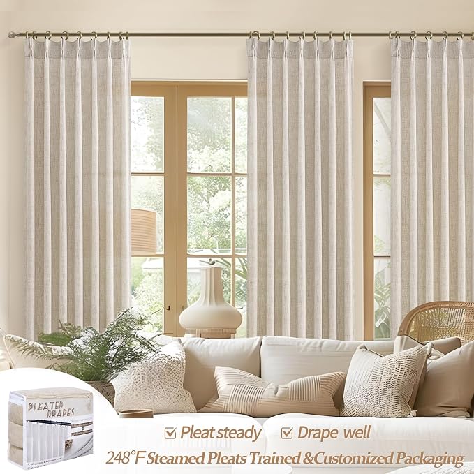 Large Window Natural Linen Curtains 108 Inches Long - Image 5