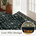 Round Area Rug for Living Room: 6ft Washable Rug for Bedroom Black | Vintage - Image 8
