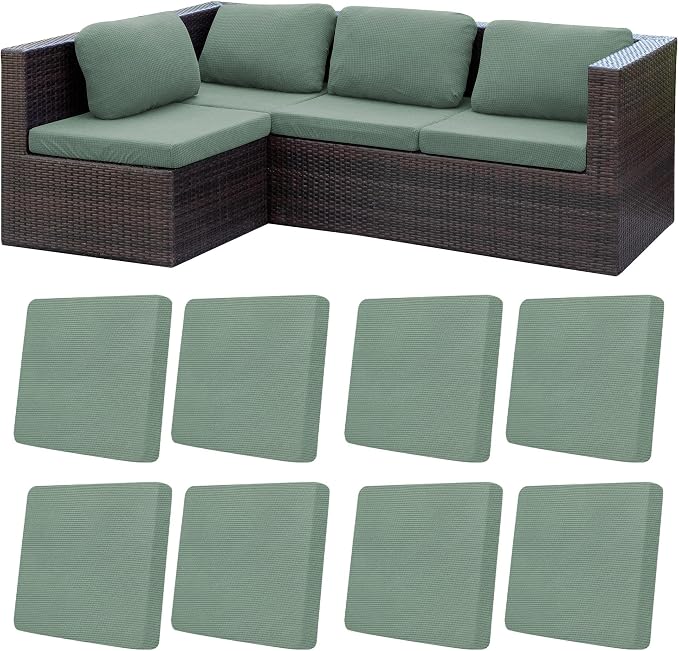 8Pcs Patio Cushion Covers, Outdoor Stretch Cushion Covers, Washable | Stretch by Unknown