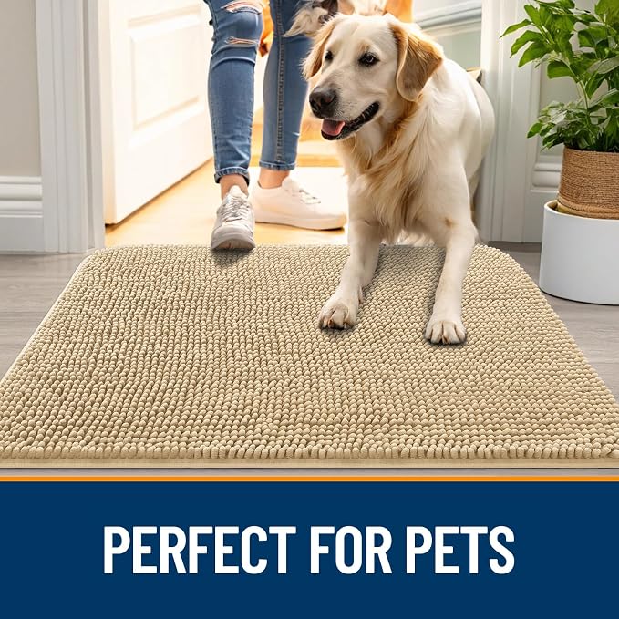OLANLY Dog Door Mat for Muddy Paws 70x35, Super Absorbent Chenille Mud Mat | - Image 6
