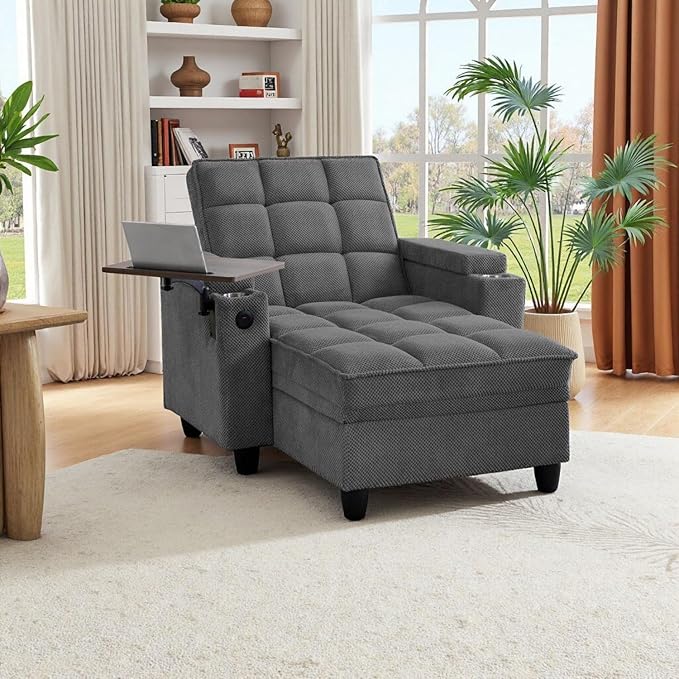 oaaktu Single Modern Comfy Upholstered Chaise Lounge Sofa Chair by Unknown
