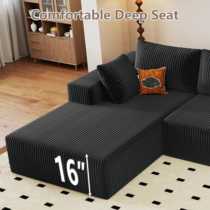 95" Cloud Sectional Couch U-Shaped Chaise - Image 8