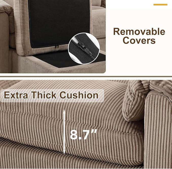 HAOMARKETS Corduroy Sofa Set, Upholstered Armchair and 3-Seater Sofa Sofa Set - Image 4