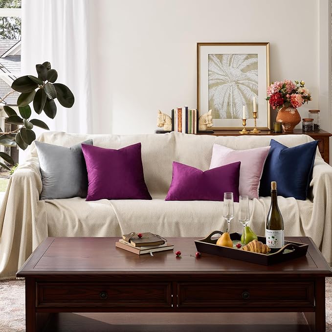 GIGIZAZA Velvet Pillow Covers 20x20 Decorative Pillows Pack of 2 Purple | Throw - Image 8