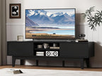 Fluted TV Stand for 55 65 Inch TV, Mid Century Modern Entertainment Center by Xixini