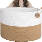 INDRESSME 115L Extra Large Jute Rope Basket, Blanket Basket Home Decor Baby by INDRESSME