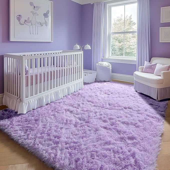 Purple Area Rugs for Bedroom Living Room, Fluffy 4x6 Indoor Bedside Floor Throw - Image 7