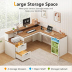 YOMILUVE 63" Farmhouse L Shaped Executive Desk - Image 4