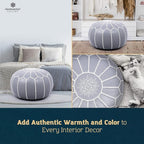 Marrakesh Gallery Genuine Leather Round Pouf Unstuffed - Image 9