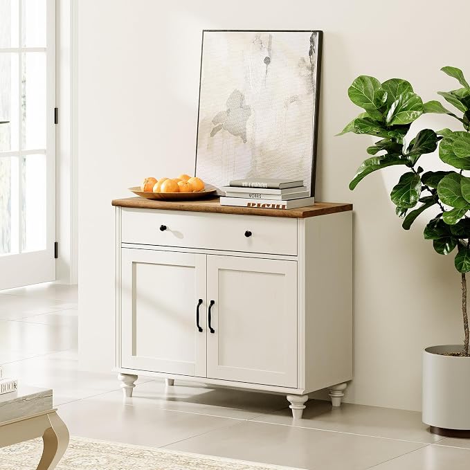 WAMPAT 34’‘ White Buffet Cabinet - Image 6