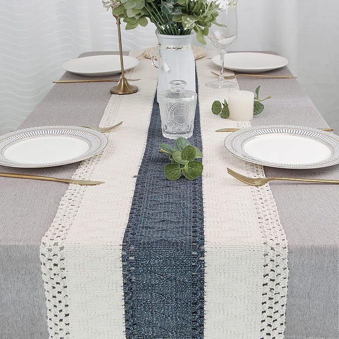 FEXIA Boho Blue Table Runner 108 Inches Long - Image 7