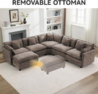 113'' V Shaped Cloud Sectional Sofa, Oversized Deep Seat Couches - Image 6