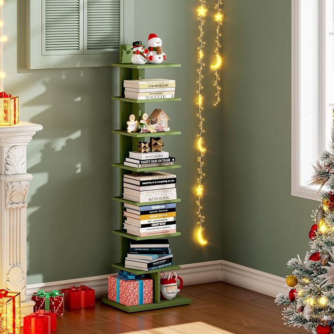 TUTOTAK Bookshelf, 8-Tier Bookcase, Narrow Spine Book Shelf - Image 9