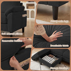 4 Piece Modern Corduroy Sofa Set, L-Shaped Sectional Couch - Image 7