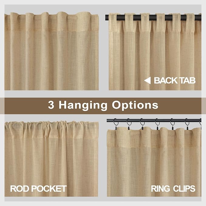 Tan Linen Curtains 90 Inch Length - Image 4
