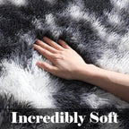 Black and White Area Rugs for Living Room, 5x8 Fluffy Bedroom Rug, Soft Plush - Image 2
