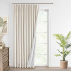 Vision Home Natural Pinch Pleated Full Blackout Curtains Linen Blended Room by VisionHome