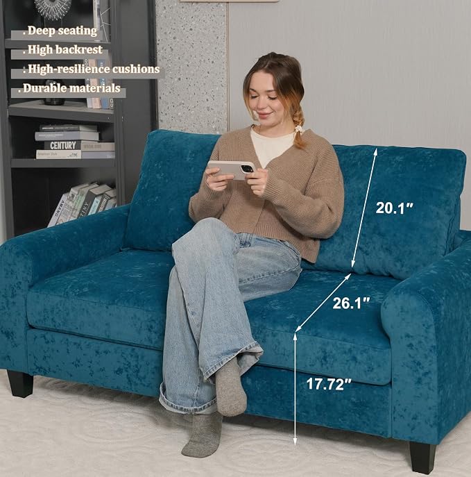 EASE MOOSE 70.6" Velvet Loveseat Sofa, Soft Deep Seat Couches - Image 5