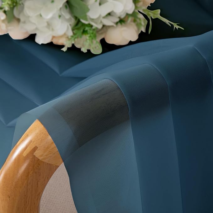 Dusty Blue Sheer Curtains 72 Inches Long 2 Panels, Light Filtering Voile - Image 8