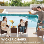 Devoko Patio Porch Furniture Sets 3 Pieces PE Rattan Wicker Chairs - Image 2