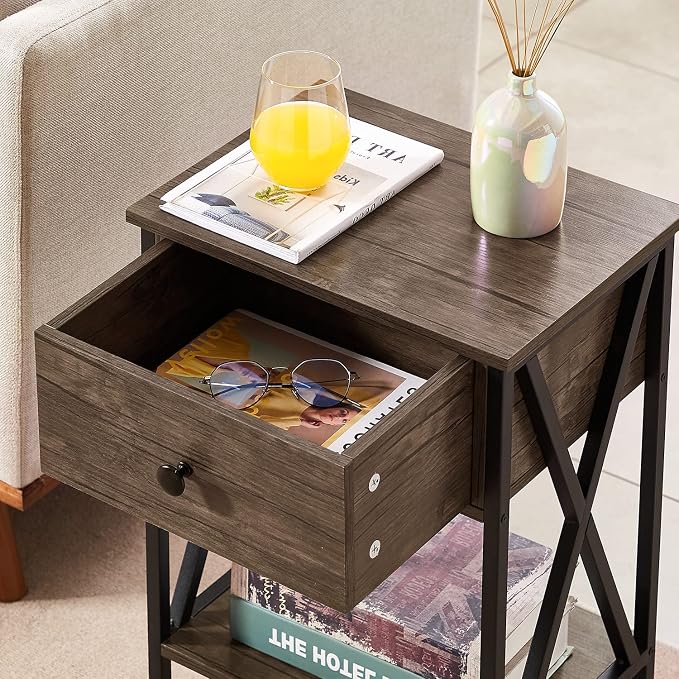 VECELO Nightstands Set of 2, Modern Bedside End Tables, Night Stands - Image 8