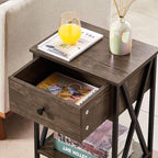 VECELO Nightstands Set of 2, Modern Bedside End Tables, Night Stands - Image 8