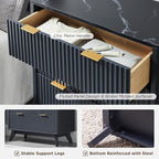T4TREAM Fluted 3 Drawers Nightstand Set of 2, Oversized Extra Large Modern Side - Image 5