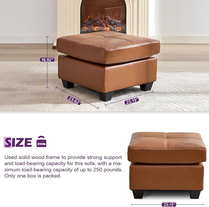 TYBOATLE Brown Leather Sofa Couch Sectional Couches - Image 6