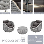 TWT Aluminum Outdoor Patio Furniture Set, 4 Textilene Armchairs Modern Outdoor - Image 3