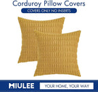 MIULEE Corduroy Decorative Throw Pillow Covers 18x18 Yellow Pack of 2 | Soft - Image 6