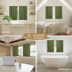Short Olive Green Linen Curtains 48 Inch - Image 6