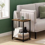 Furinno Simplistic Metal Frame End Table, Amber Pine - Image 2